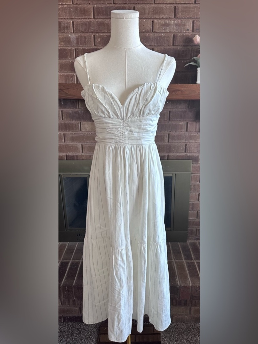 NWOT Bishop + Young Riviera Corset White Striped Midi Dress S | Chic Coastal